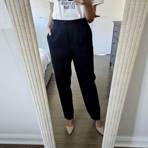 Pendleton Black 100% Pure Virgin Wool Pleated Lined Pants Size 6